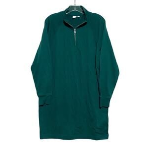 Gap Green Sweatshirt Sweater Dress Long Sleeve 1/4 Zip Womens M Preppy Capsule